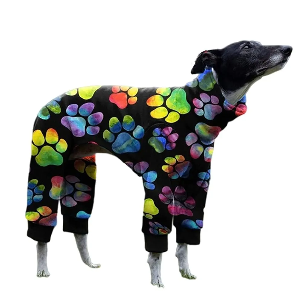 Haloumoning Pigiama Intero per Cani con Impronte, Nero, XXL - immagine 1