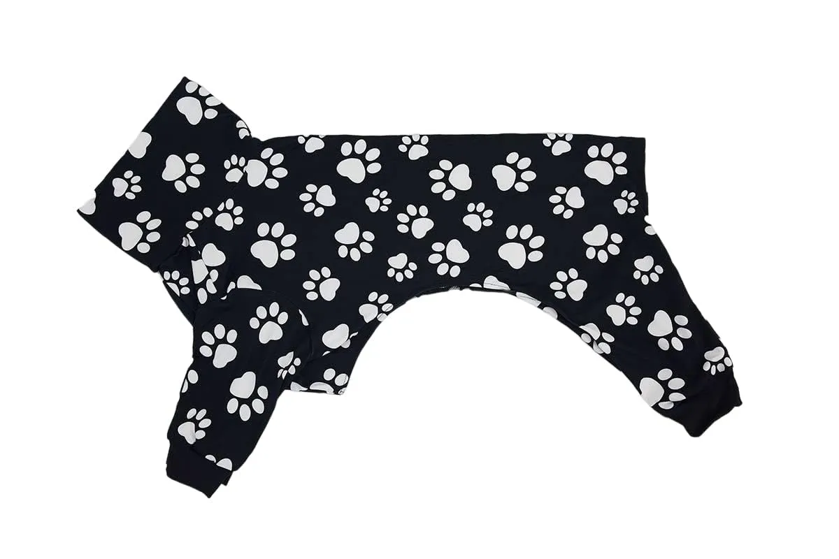 Haloumoning Pigiama Intero per Cani con Impronte, Nero E Bianco, XXL - immagine 3
