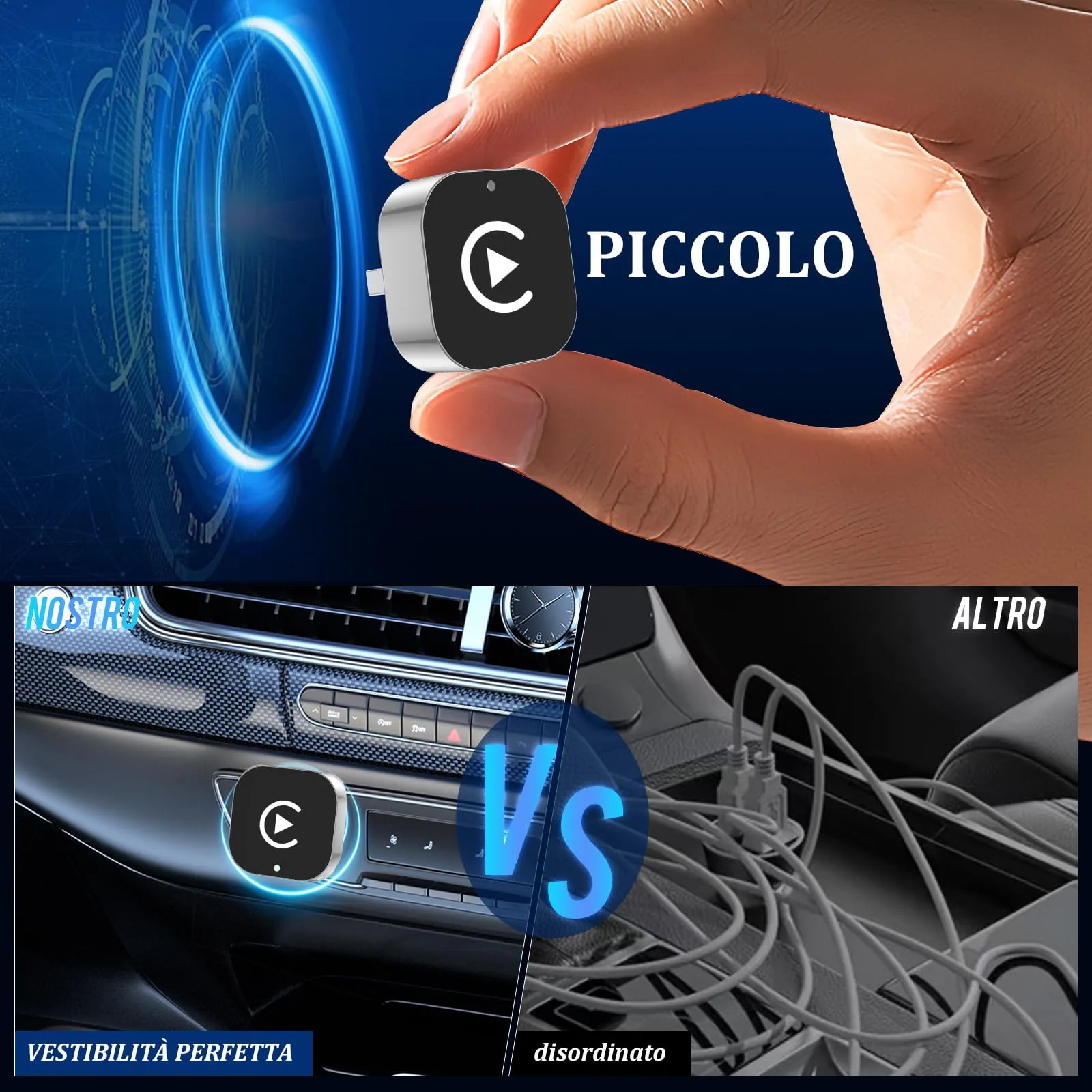 BSTOEM Adattatore Wireless 2-in-1 per Apple CarPlay e Android Auto, USB Type-C, Argento - immagine 2