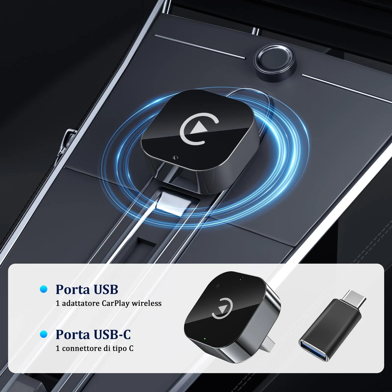 BSTOEM Adattatore Wireless 2-in-1 per Apple CarPlay e Android Auto, USB Type-C, Argento - immagine 6
