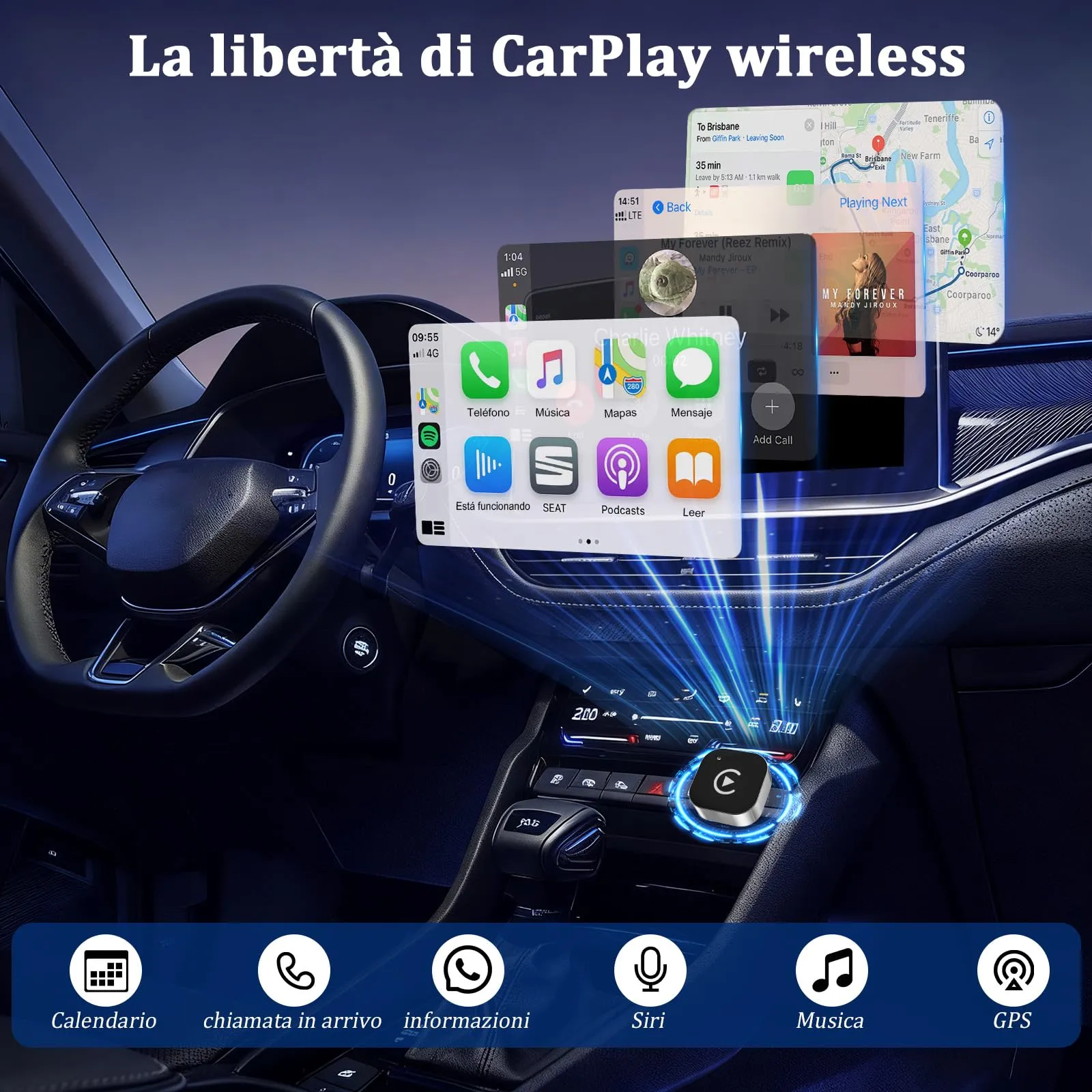 BSTOEM Adattatore Wireless 2-in-1 per Apple CarPlay e Android Auto, USB Type-C, Argento - immagine 8