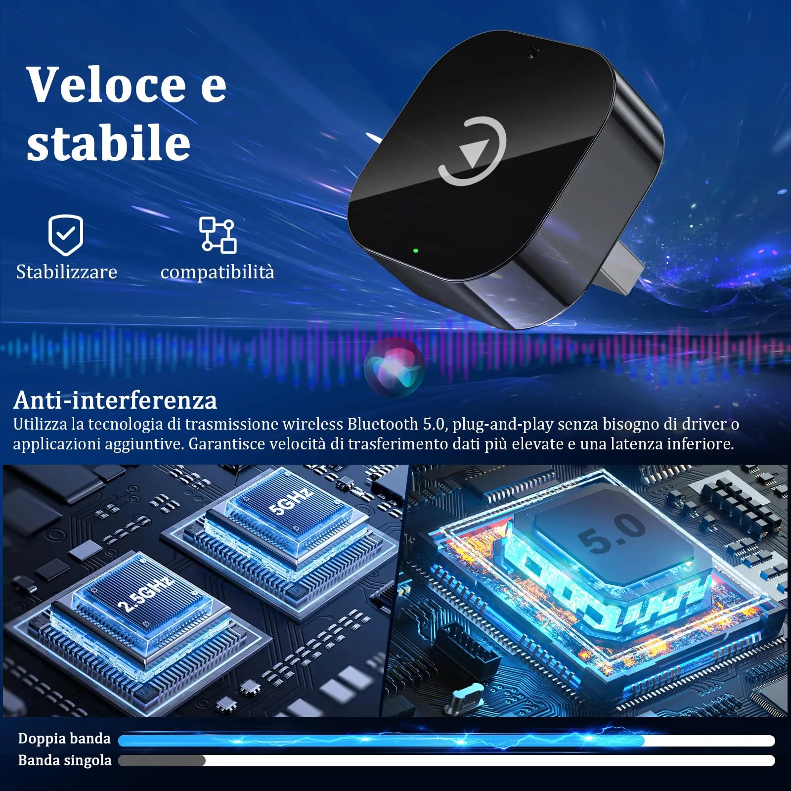 BSTOEM Adattatore Wireless 2-in-1 per Apple CarPlay e Android Auto, USB Type-C, Argento - immagine 9