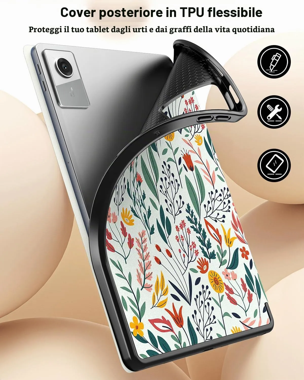 TiMOVO Cover per Lenovo Idea Tab 11 Pollici 2025 TB-336ZU/336FU con Portapenna, Fiori - immagine 6