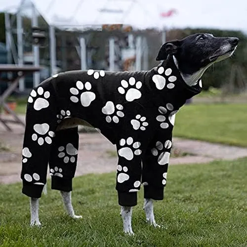 Haloumoning Pigiama Intero per Cani con Impronte, Nero e Bianco, L - immagine 2