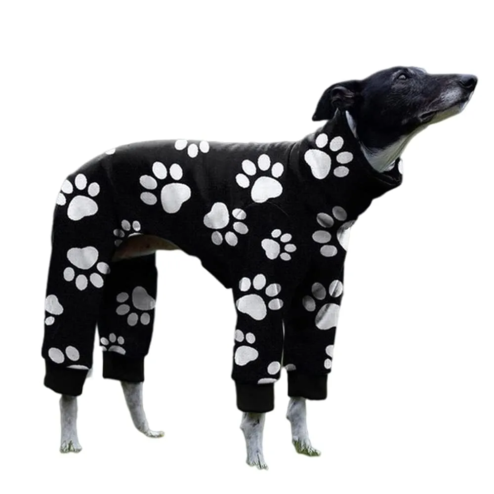 Haloumoning Pigiama Intero per Cani con Impronte, Nero e Bianco, XL - immagine 1