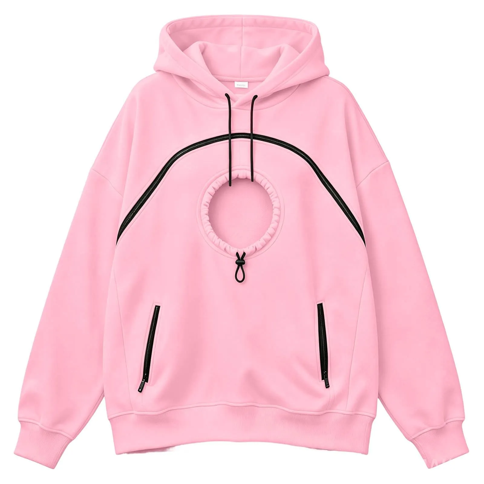 Generico Felpa con Cappuccio Donna Oversize con Tasca per Animali, Manica Lunga, Casual Autunno Inverno - immagine 1