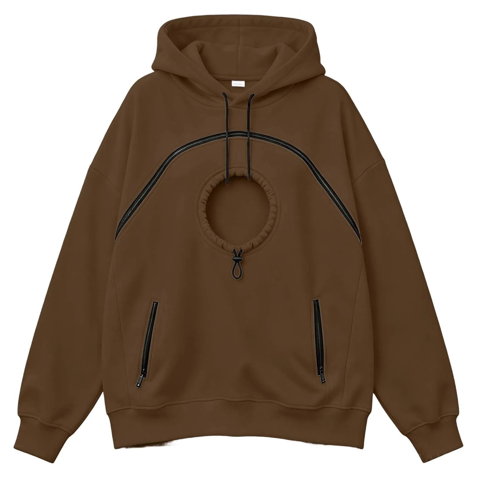 Generico Felpa con Cappuccio Donna Oversize con Tasca Porta Cane e Gatto, Manica Lunga, Autunno Inverno - immagine 1