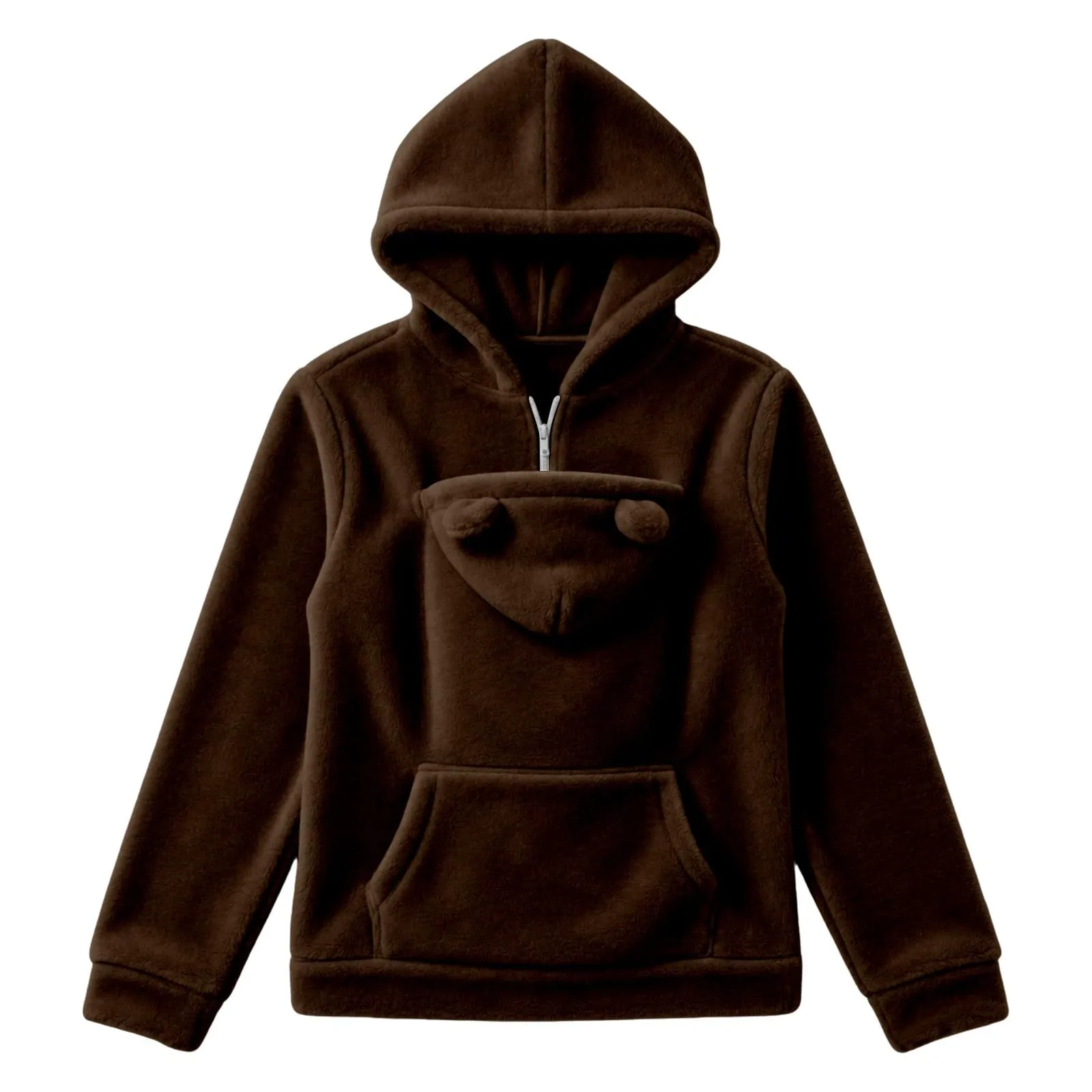 Generico Felpa Premaman Donna con Marsupio Porta Neonato e Cappuccio - immagine 1