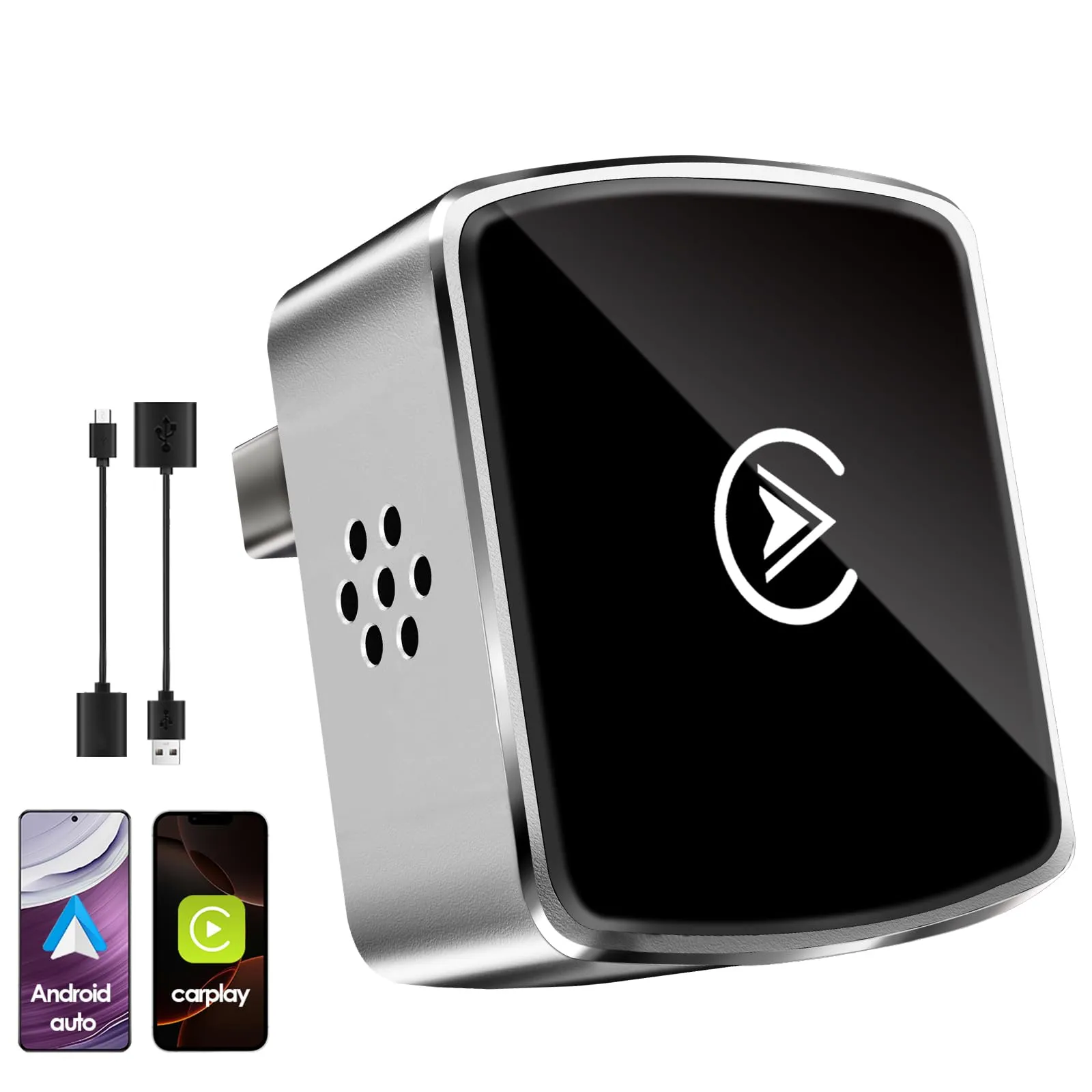 PARPAT Adattatore Wireless CarPlay e Android Auto USB/Type-C iOS 10+ Android 11+ - immagine 1