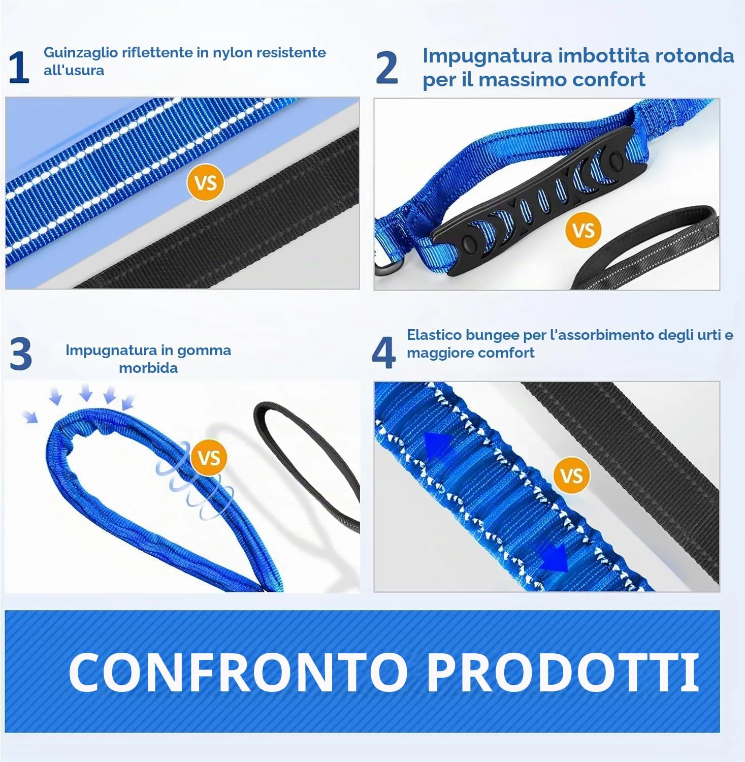 Iokheira Guinzaglio per cani regolabile 1,2-1,5 m con cintura di sicurezza, manico imbottito e fili riflettenti - immagine 4