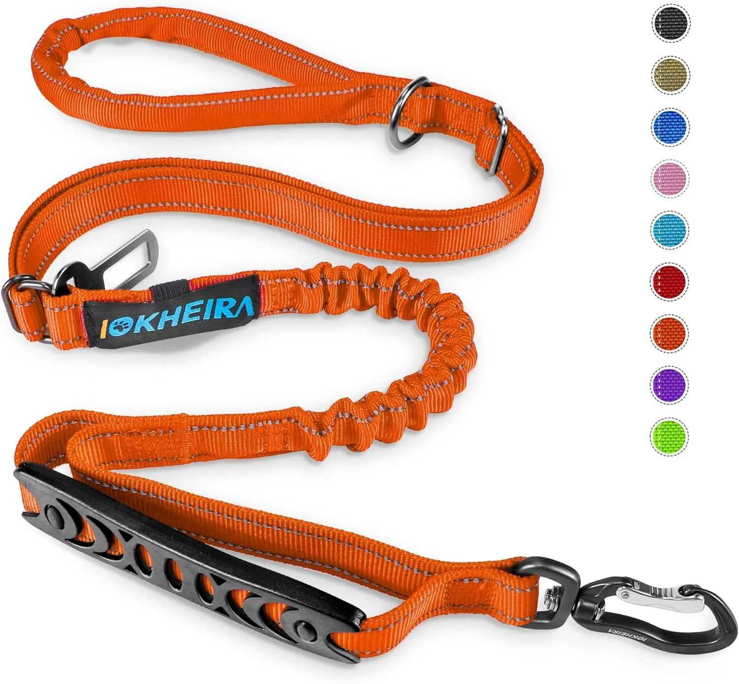 Iokheira Guinzaglio per cani regolabile (1,2-1,5 m) con cintura di sicurezza, manico imbottito e fili riflettenti - immagine 1