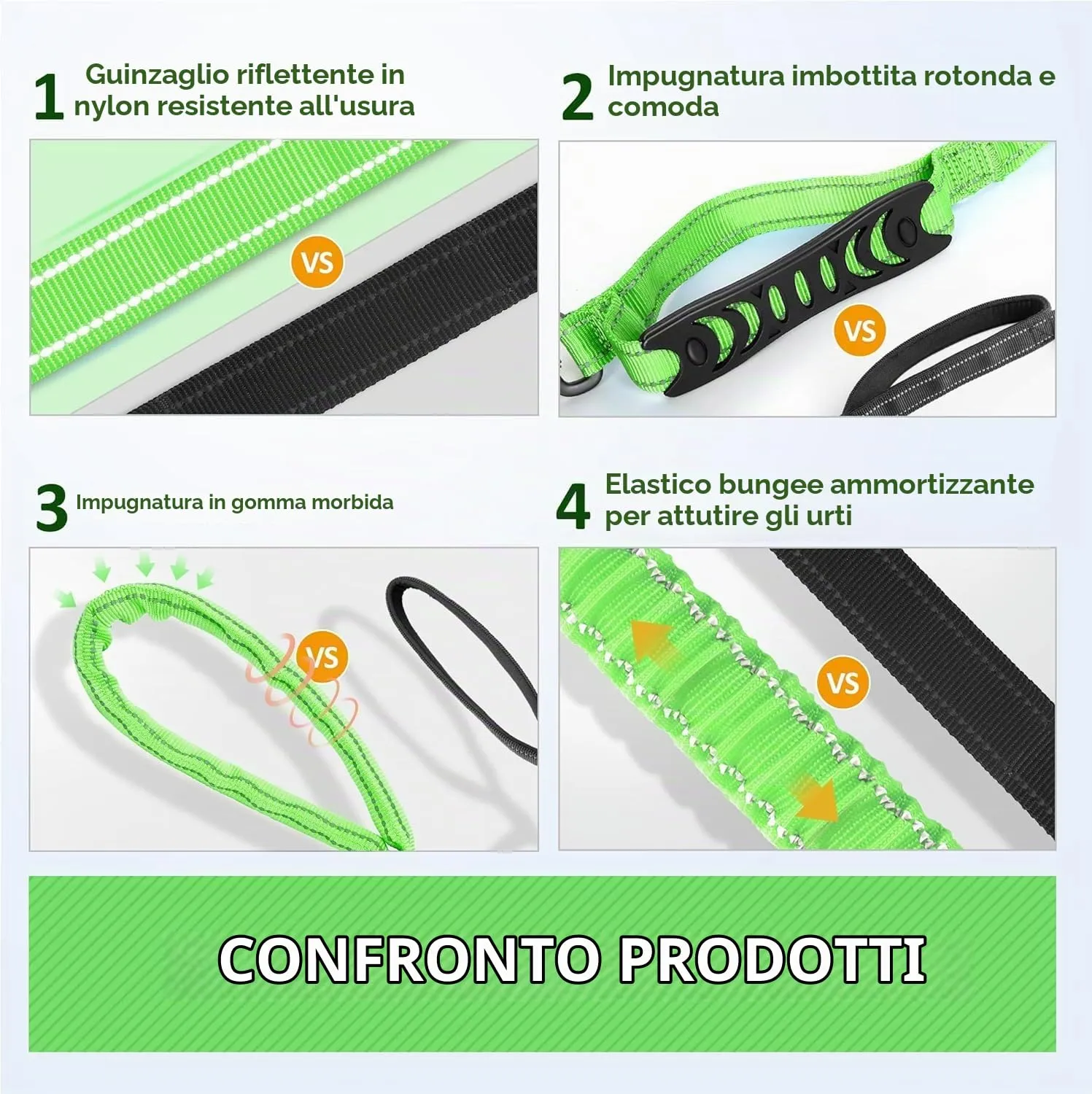 Iokheira Guinzaglio per cani regolabile 1,2-1,5 m con cintura di sicurezza, manico imbottito e fili riflettenti - immagine 3