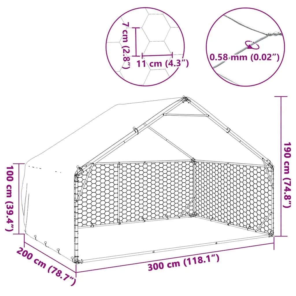 vidaXL Cuccia per cani da esterno con copertura 300 x 200 x 190 cm - immagine 3