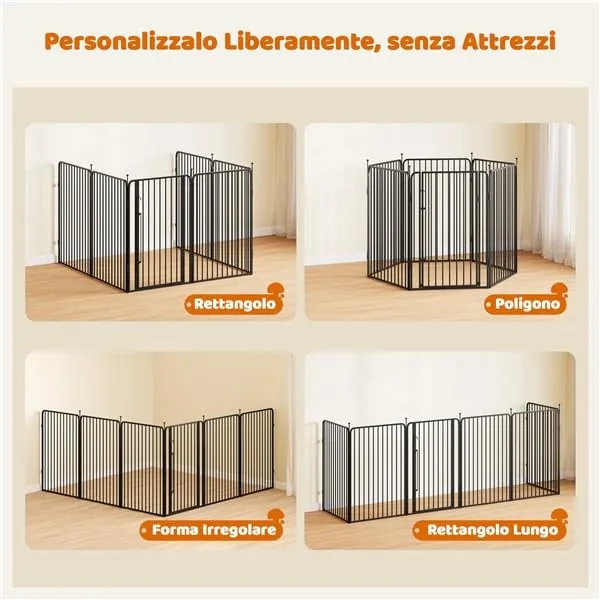 Yaheetech Recinto per Cani Interno ed Esterno 6 Pannelli 100 cm Nero - immagine 4