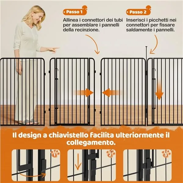 Yaheetech Recinto per Cani Interno ed Esterno 6 Pannelli 100 cm Nero - immagine 5