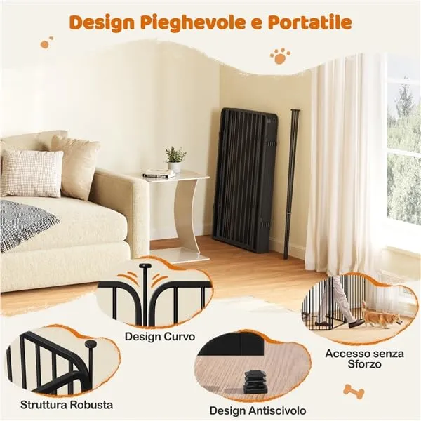 Yaheetech Recinto per Cani Interno ed Esterno 6 Pannelli 100 cm Nero - immagine 6