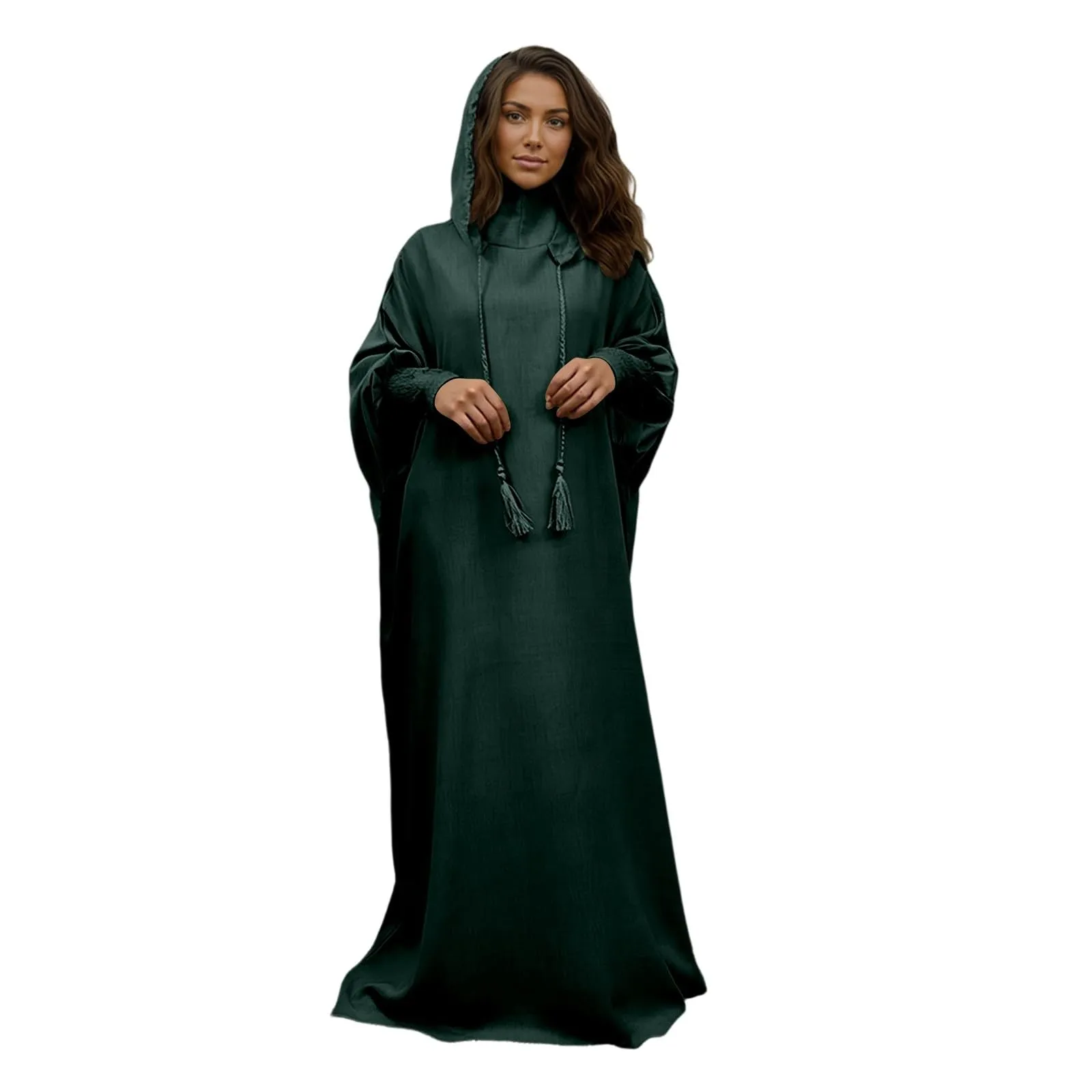 Generisch Abito da preghiera da donna Hijab Abaya Jilbab Islamico, Verde Scuro, S - immagine 1