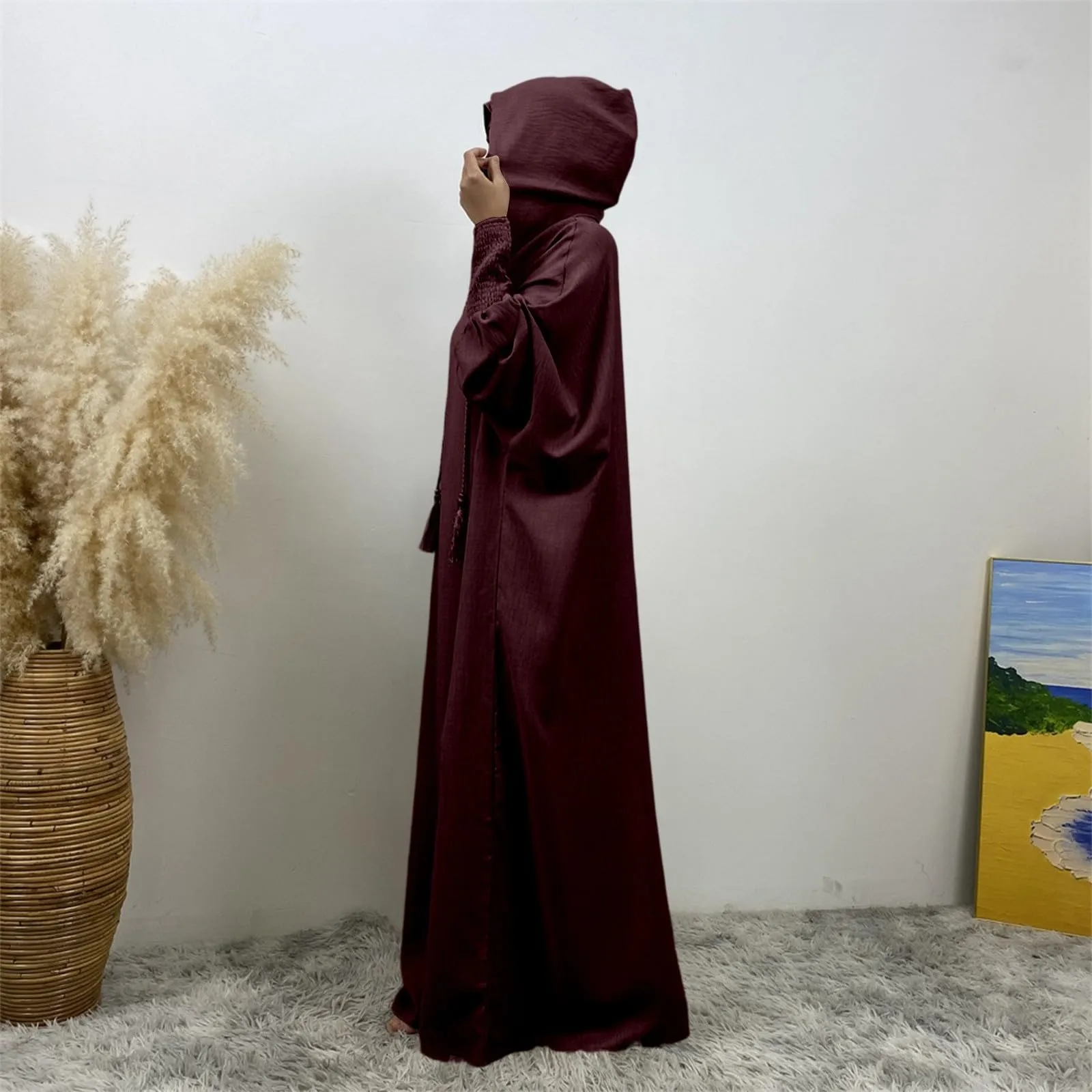 Generisch Abito da preghiera donna Hijab Abaya Jilbab Islamico Burka, rosso mattone, M - immagine 4