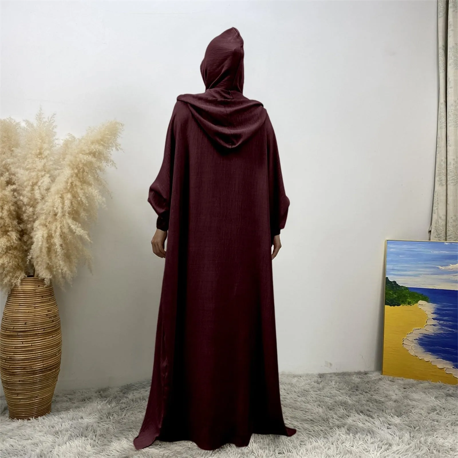 Generisch Abito da preghiera donna Hijab Abaya Jilbab Islamico Burka, rosso mattone, M - immagine 5