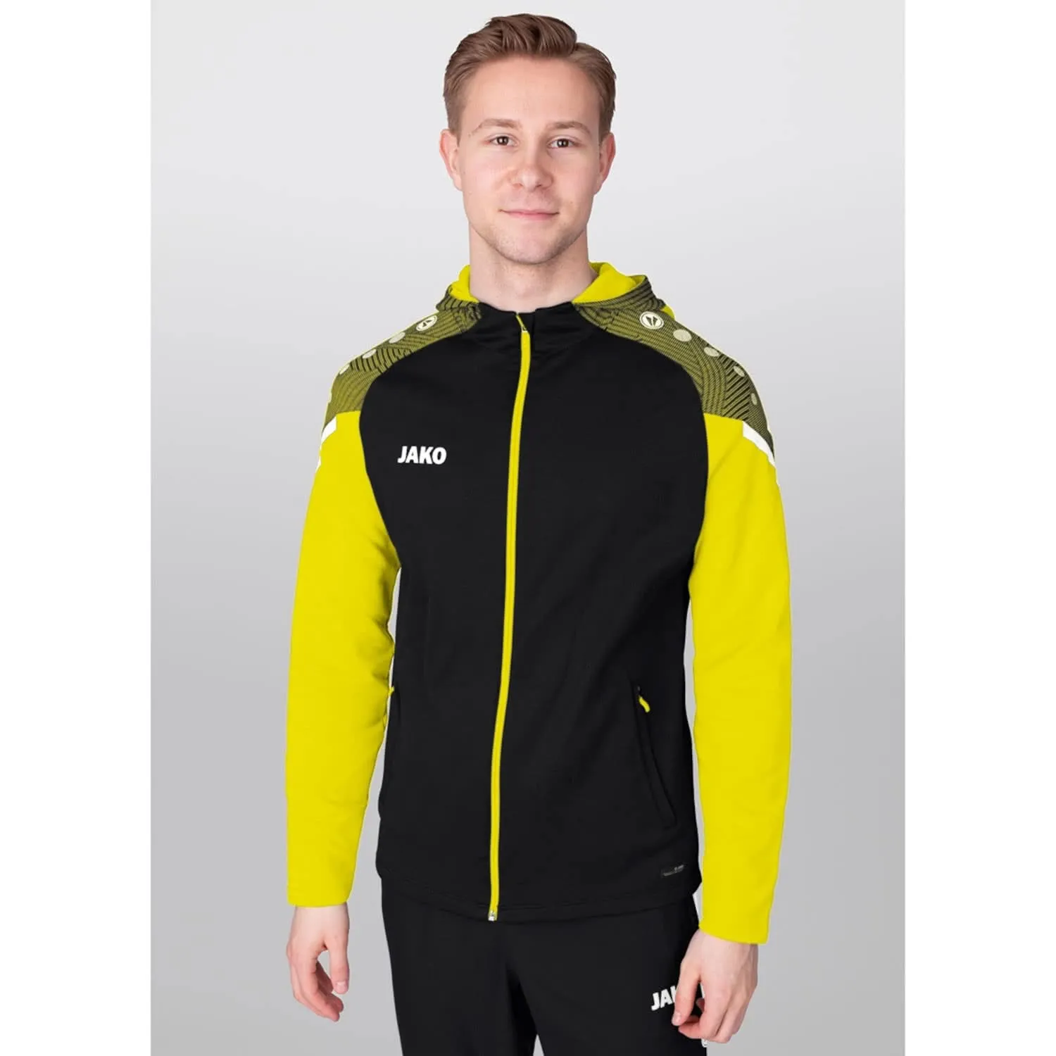 JAKO Giacca con cappuccio Performance 6822 Nero/Giallo Tenue - immagine 2