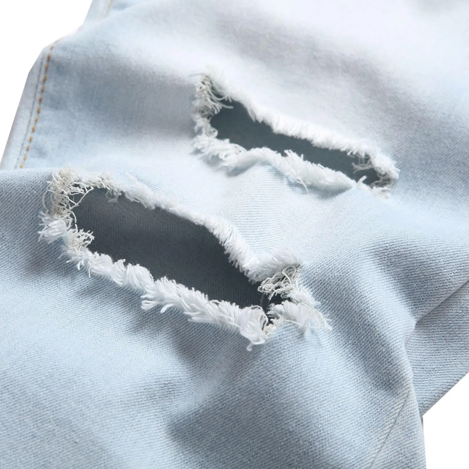 Jeans Strappati Uomo in Denim a Gamba Dritta, Vestibilità Aderente Elasticizzati, Nero - immagine 2