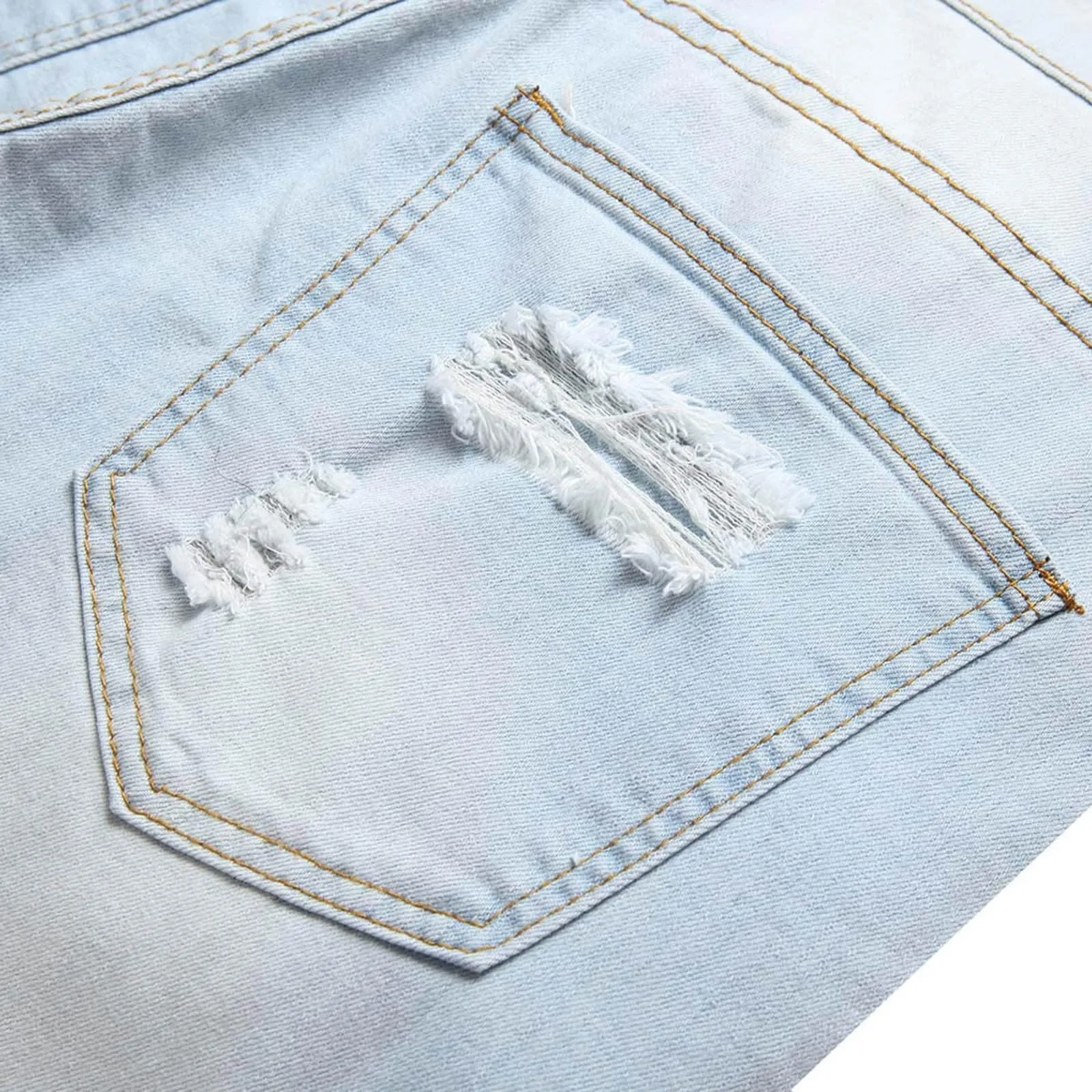 Jeans Strappati Uomo Denim Sfilacciato Vintage Streetwear Y2K - immagine 6