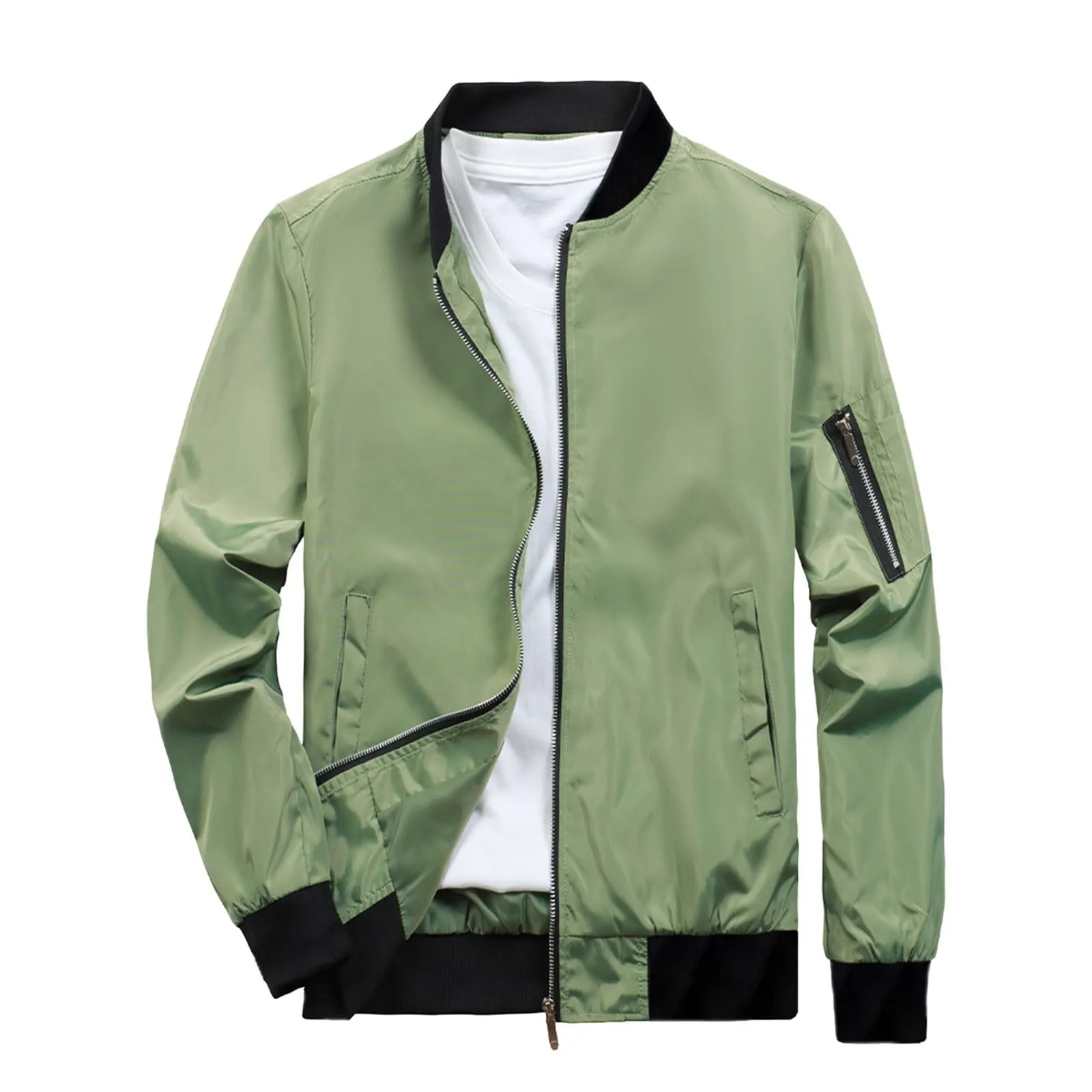 Giacca Bomber Uomo Elegante Leggera Primaverile Estiva Casual Antivento - immagine 3