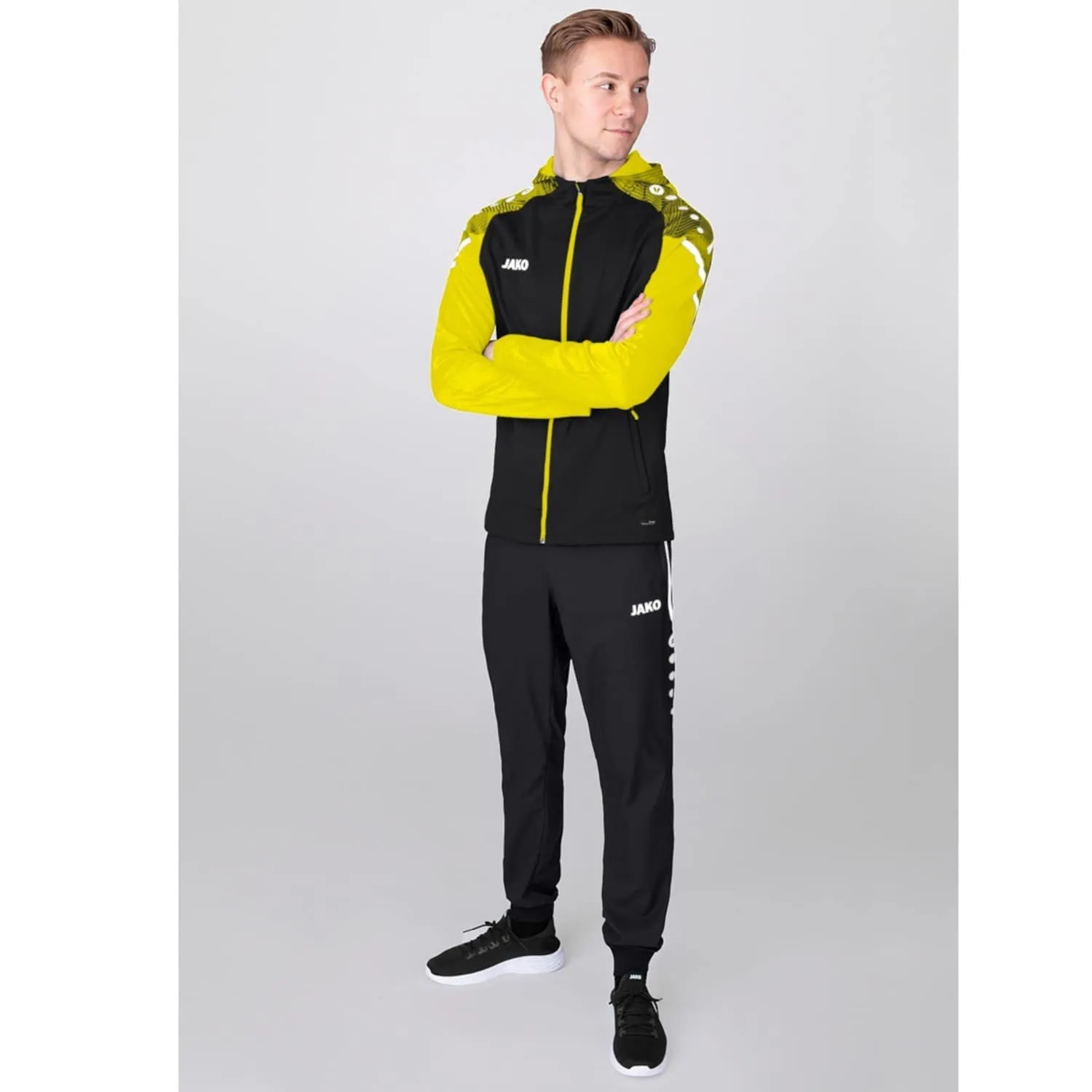 JAKO Giacca con cappuccio Performance, Nero/Giallo Morbido, 4XL - immagine 7