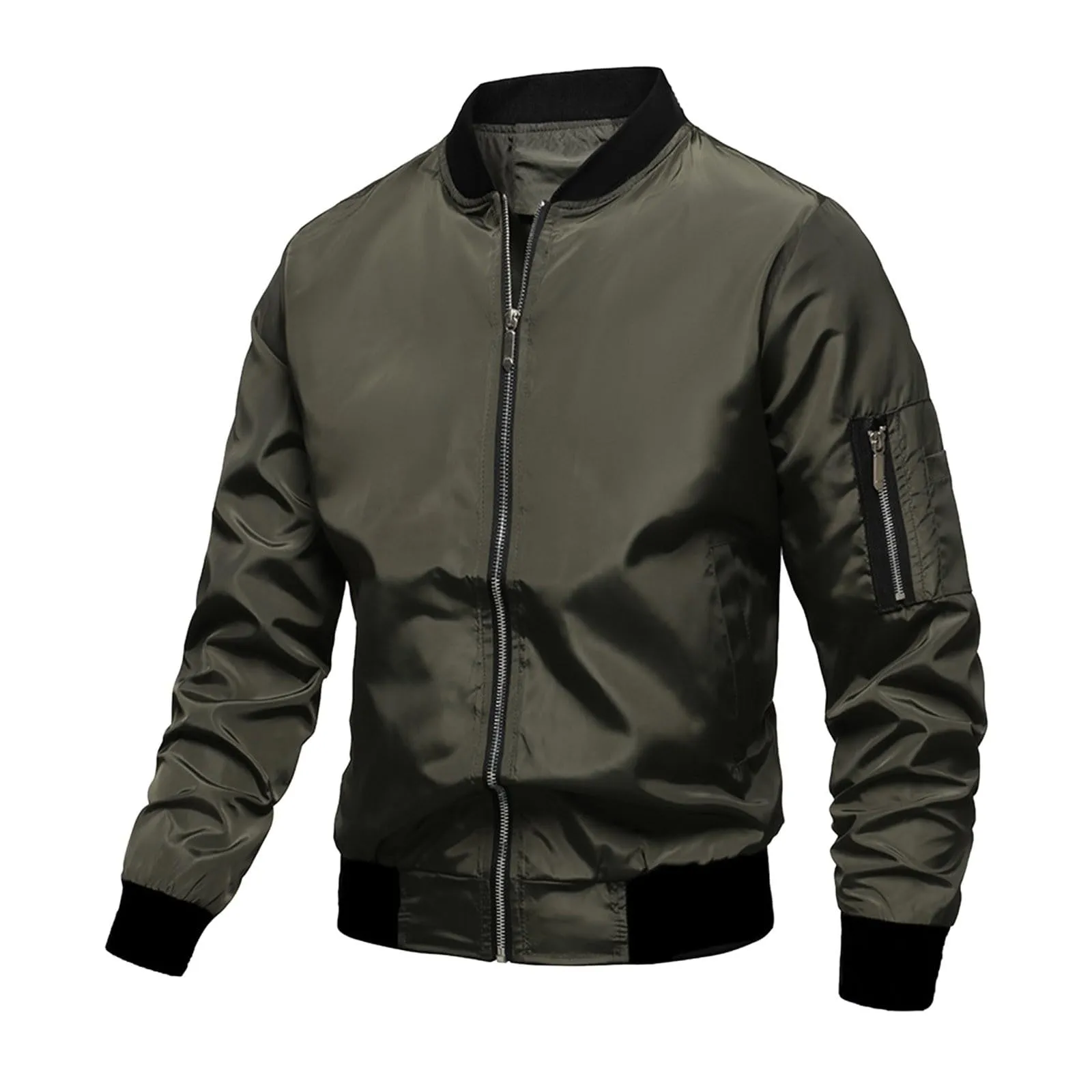 Generic Giubbotto Uomo Primavera Bomber Aviatore Leggero Tattico Militare Casual Sportiva con Zip e Collo Alto - immagine 4