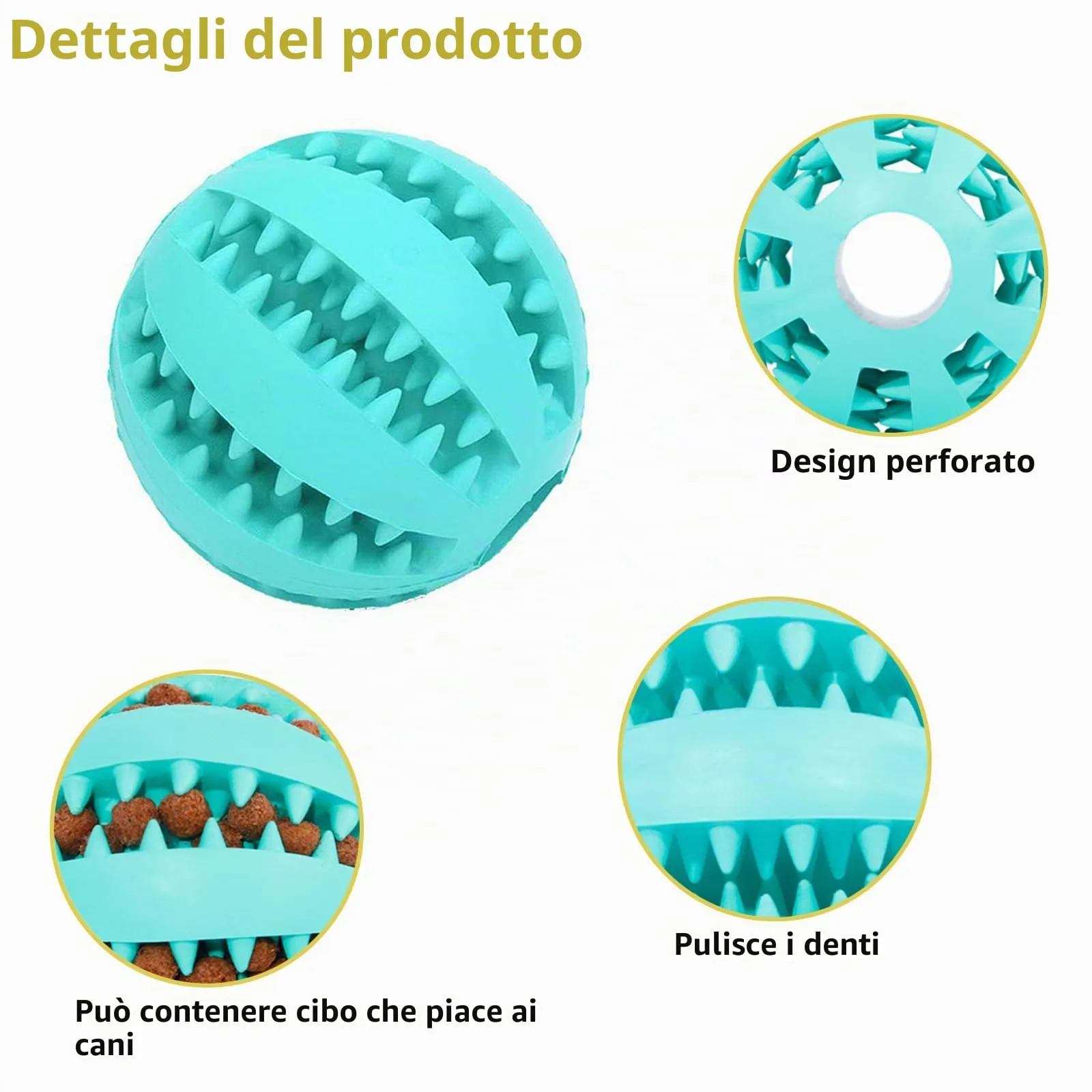 ZFLYXIAOHUA Dispenser Interattivo per Cani, Palla da Masticare per Pulizia Denti e Addestramento, 2 pezzi (Blu+Giallo, 5cm) - immagine 3