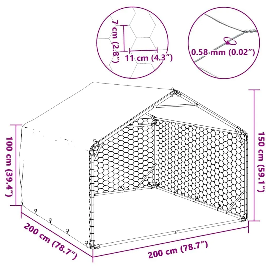 vidaXL Cuccia per cani da esterno con copertura 200x200x150 cm - immagine 3