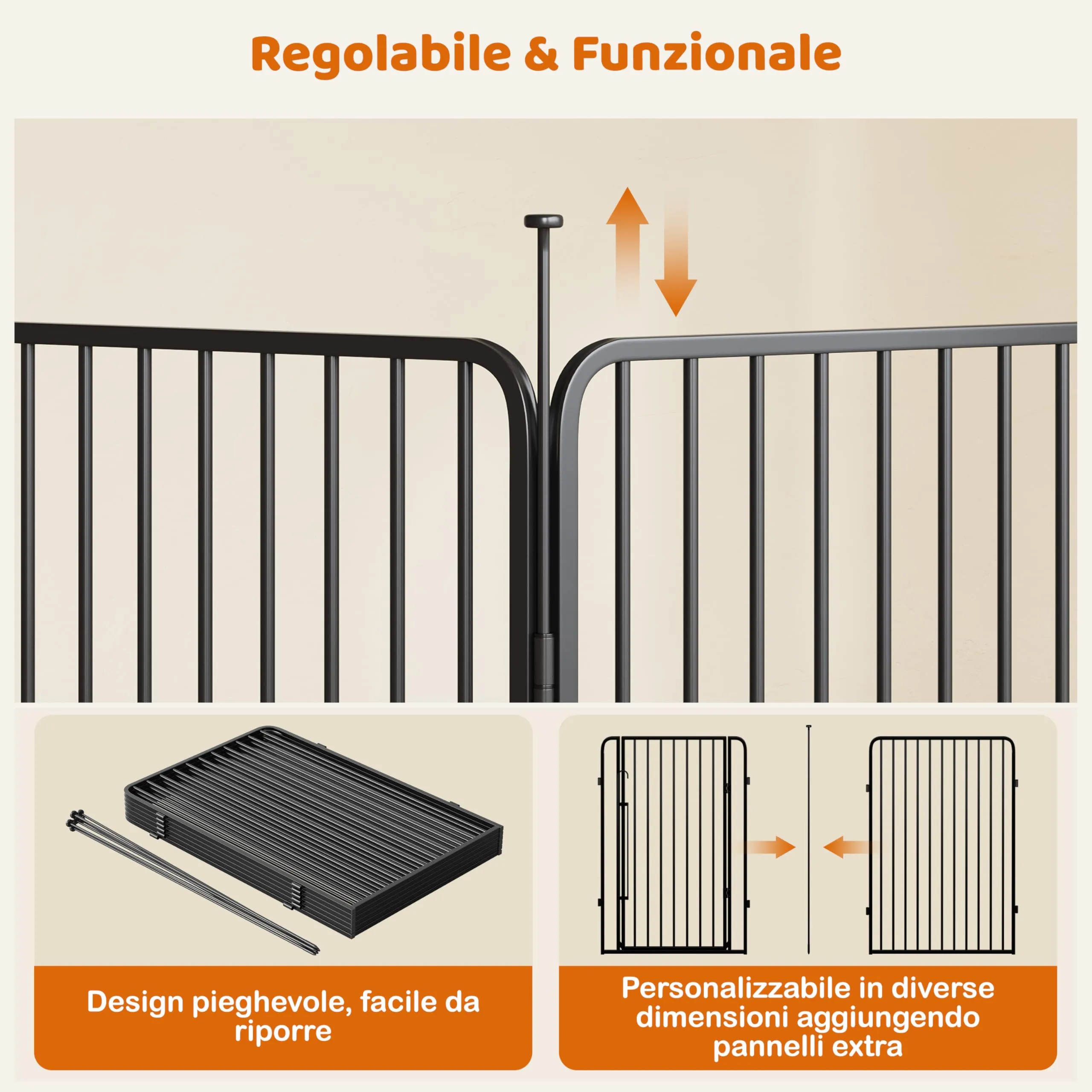 Yaheetech Recinto per Cani da Interno ed Esterno, 12 Pannelli, 100 cm, Nero - immagine 8