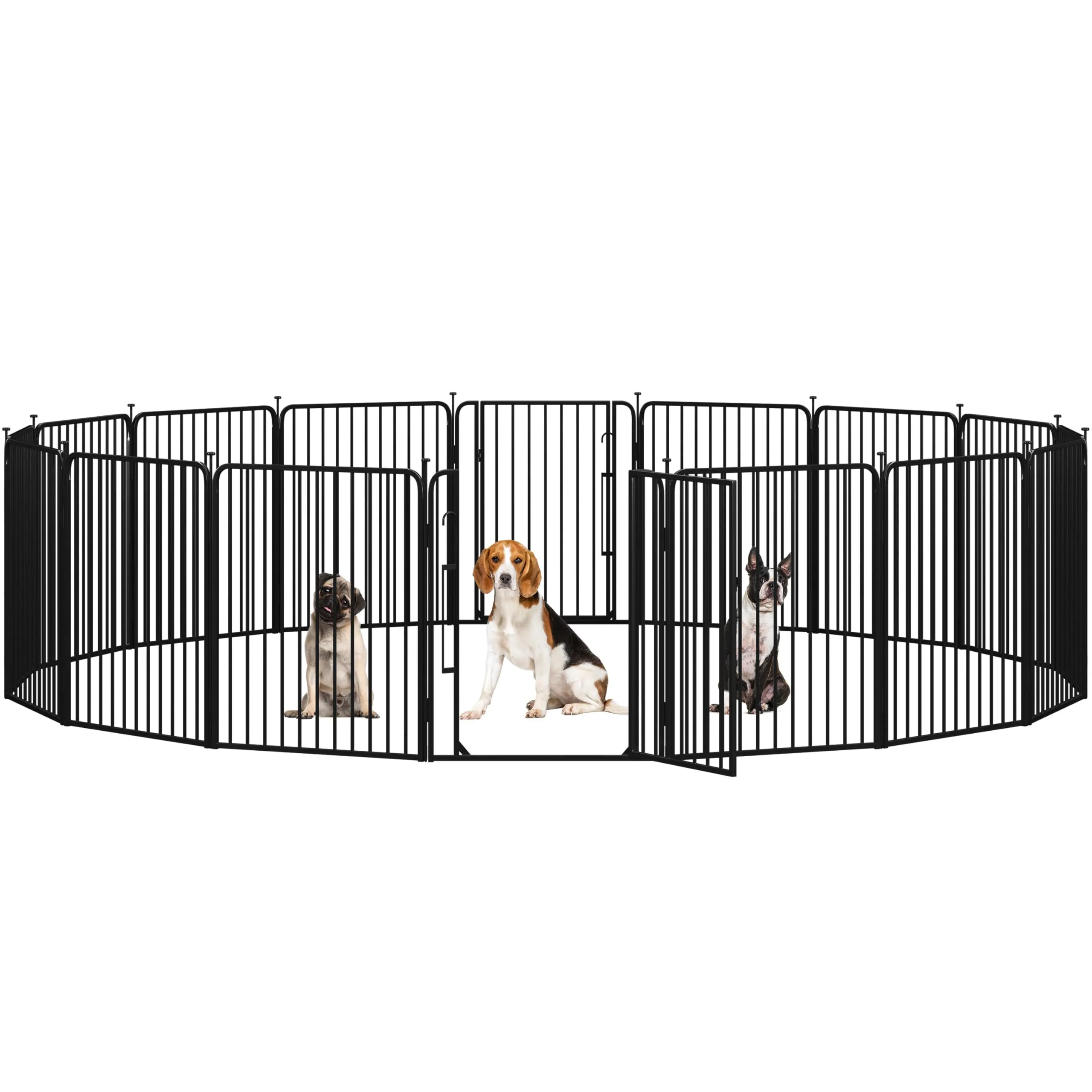 Yaheetech Recinto per Cani Interno ed Esterno, 16 Pannelli, 80 cm, Nero - immagine 1
