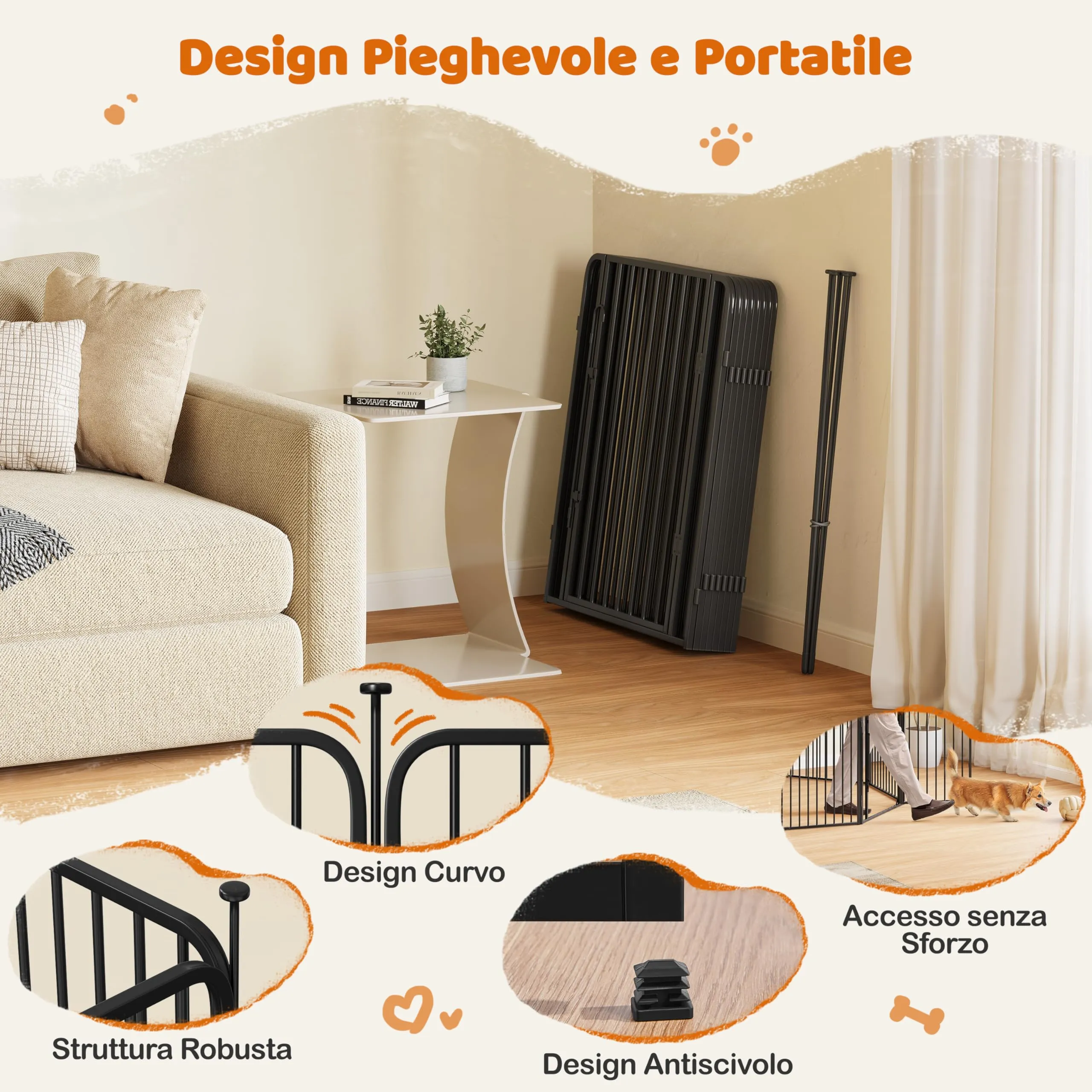 Yaheetech Recinto per Cani Interno ed Esterno, 16 Pannelli, 80 cm, Nero - immagine 5