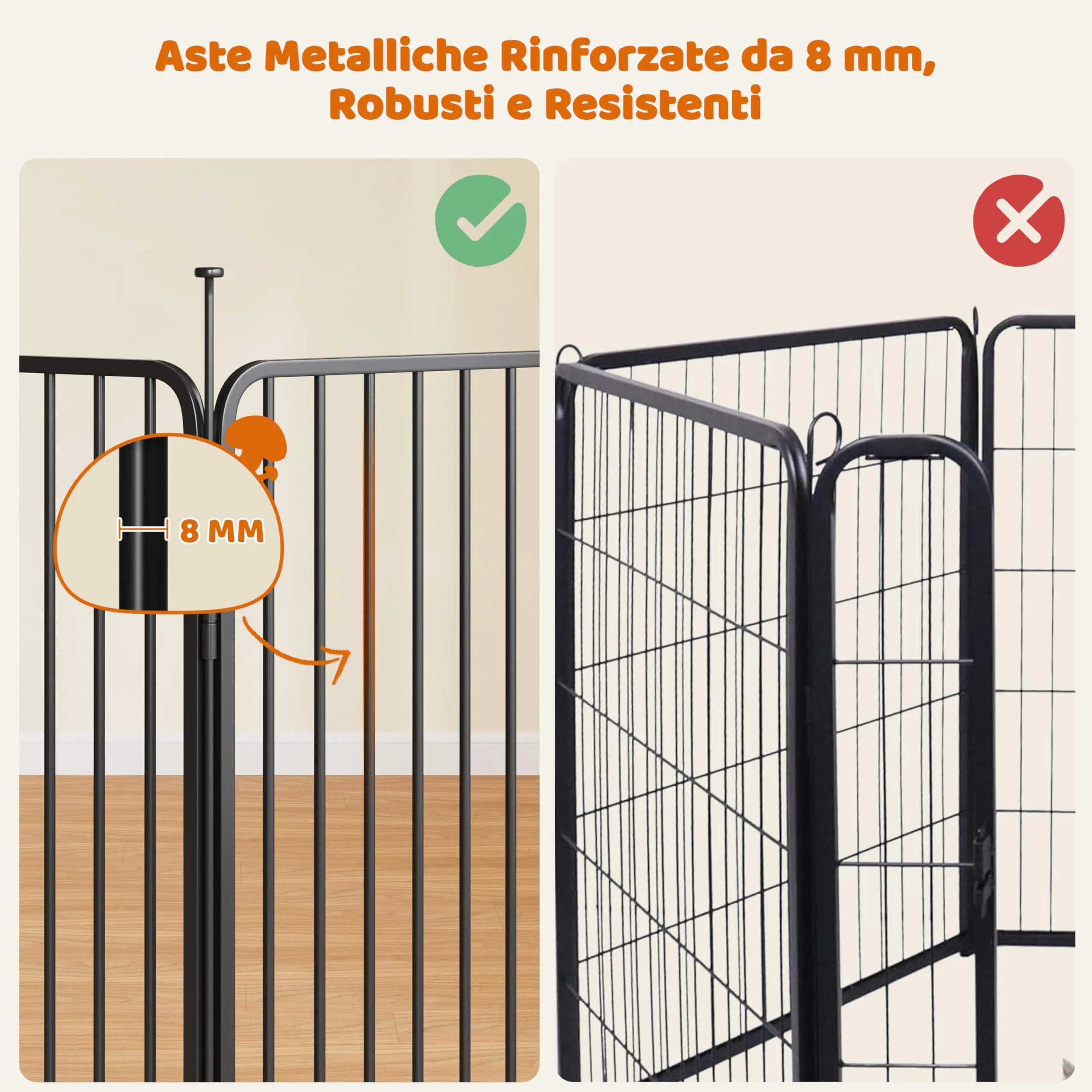 Yaheetech Recinto per Cani Interno ed Esterno, 16 Pannelli, 80 cm, Nero - immagine 6