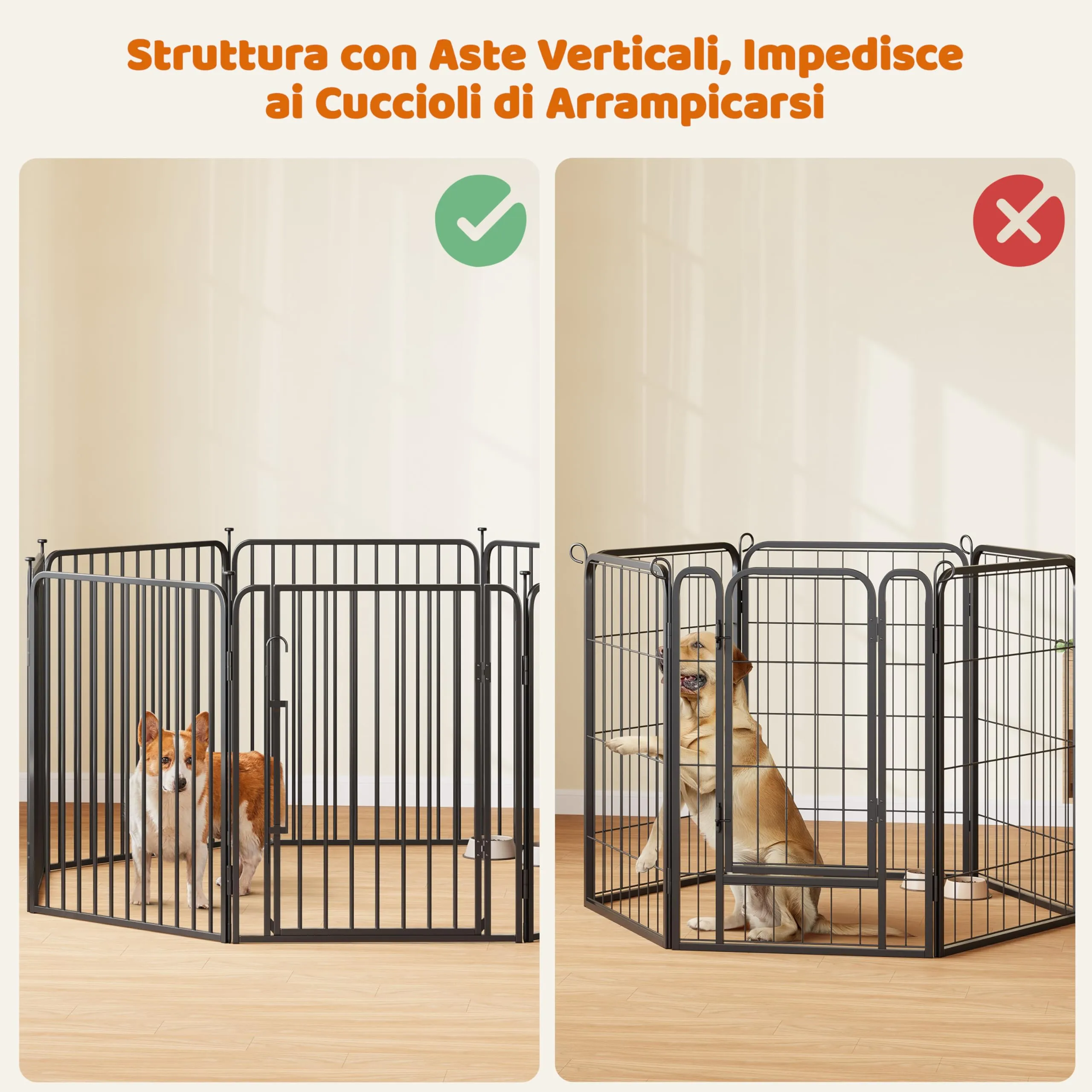Yaheetech Recinto per Cani Interno ed Esterno, 16 Pannelli, 80 cm, Nero - immagine 7