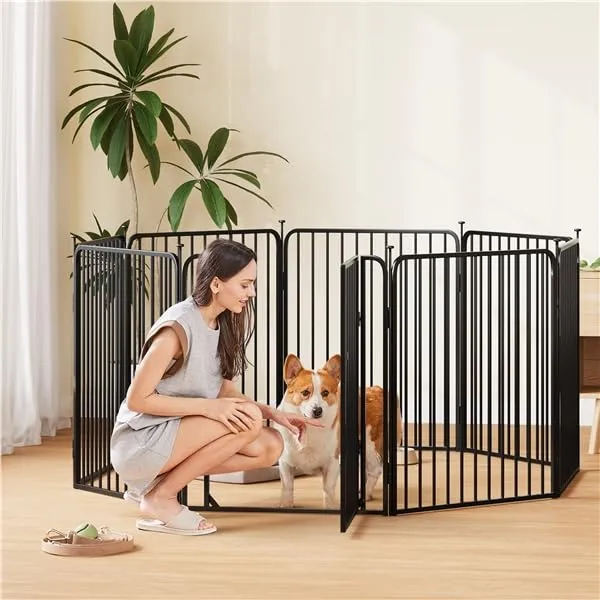 Yaheetech Recinto per Cani Interno ed Esterno, 8 Pannelli, 80 cm, Nero - immagine 2