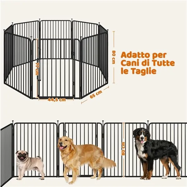 Yaheetech Recinto per Cani Interno ed Esterno, 8 Pannelli, 80 cm, Nero - immagine 3