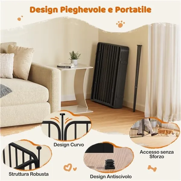 Yaheetech Recinto per Cani Interno ed Esterno, 8 Pannelli, 80 cm, Nero - immagine 4