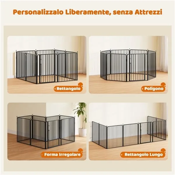 Yaheetech Recinto per Cani Interno ed Esterno, 8 Pannelli, 80 cm, Nero - immagine 5