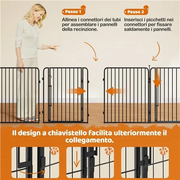 Yaheetech Recinto per Cani Interno ed Esterno, 8 Pannelli, 80 cm, Nero - immagine 8