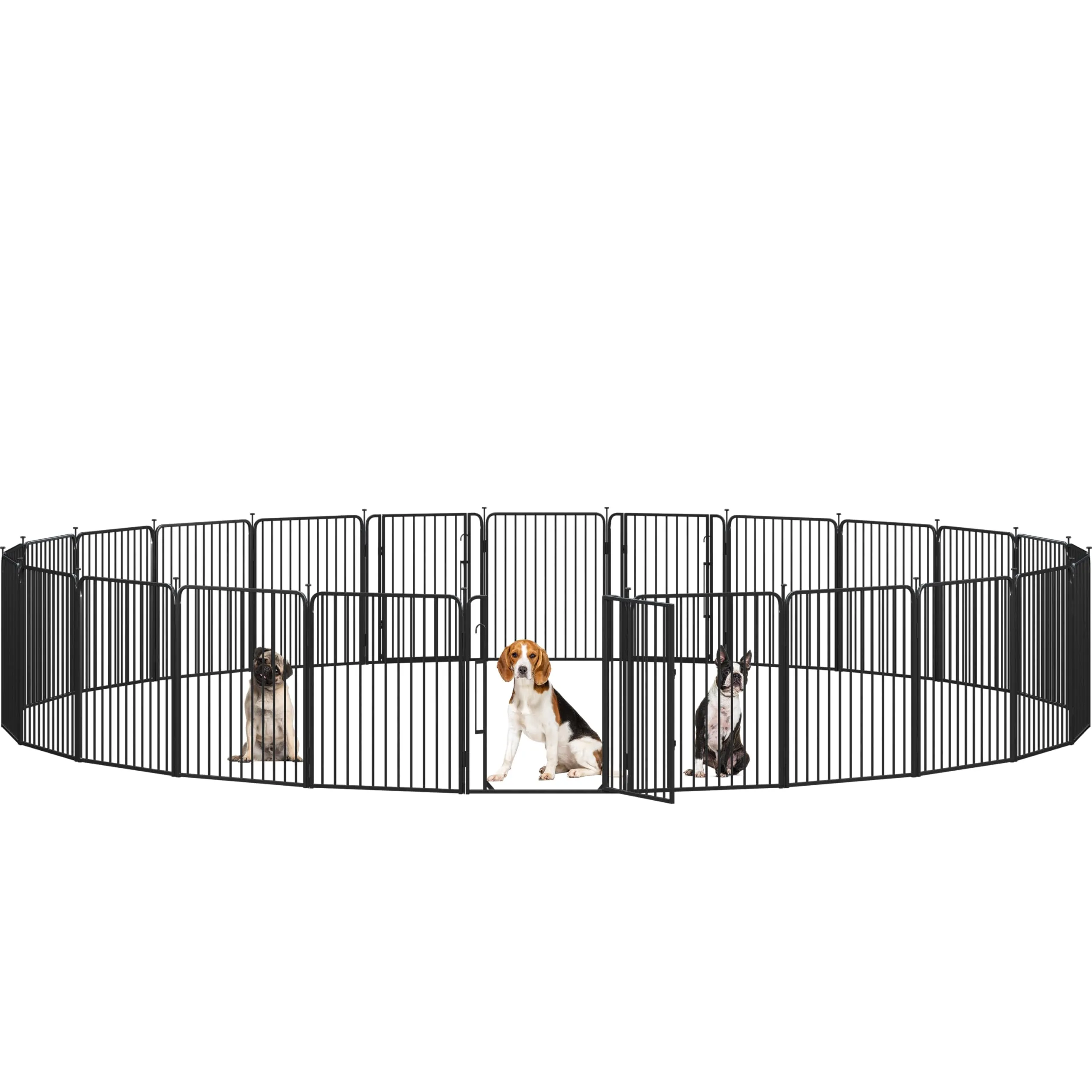 Yaheetech Recinto per Cani Interno ed Esterno, 24 Pannelli, 80 cm, Nero - immagine 1