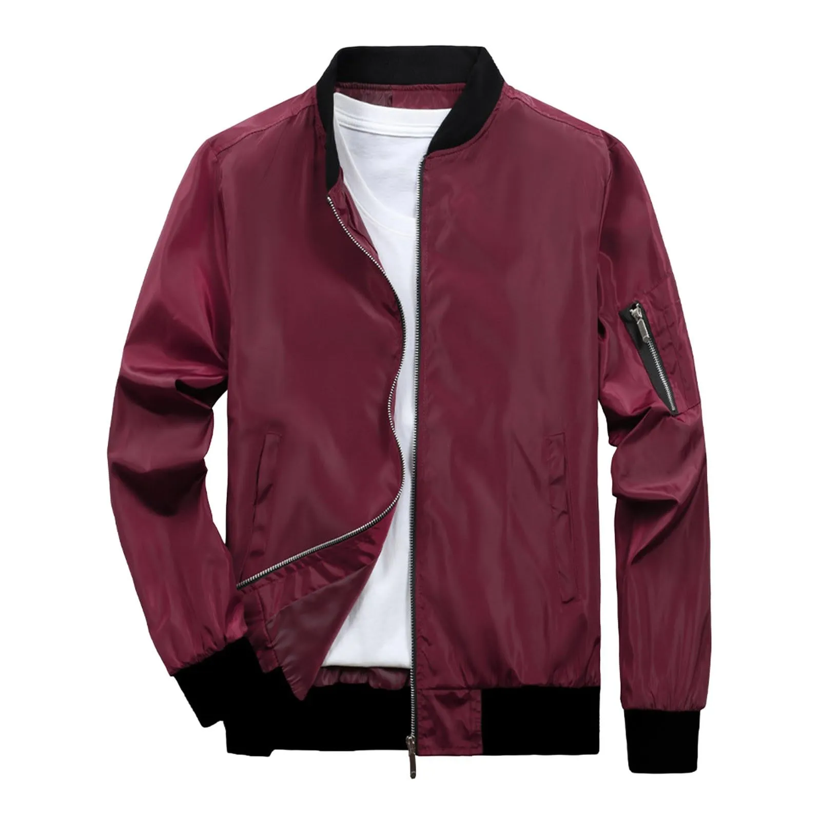 Generic Giubbotto Bomber Aviatore Casual Uomo Mezza Stagione Nero - immagine 3