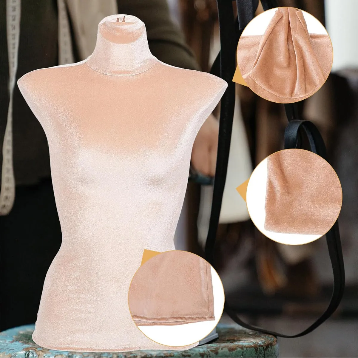 Durlo Copertura in velluto per manichino femminile, 82 x 29 cm, Albicocca - immagine 6