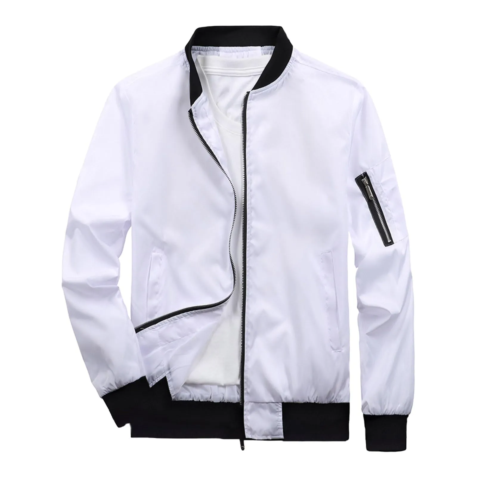 Giacca Bomber Uomo Leggera Casual Mezza Stagione con Tasche e Zip - immagine 3