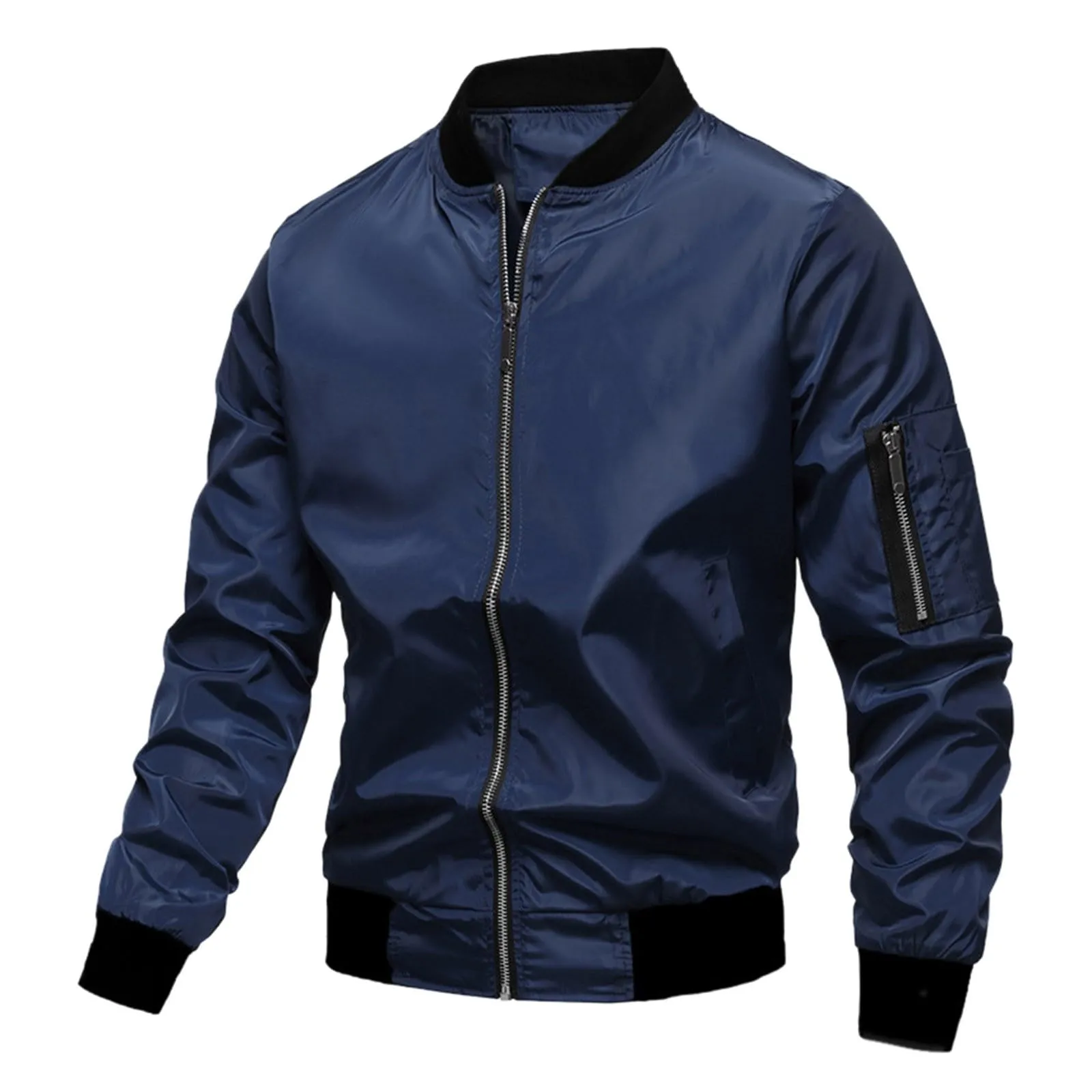 Giacchetto Bomber Uomo Primaverile Estivo Casual Bicolore a Contrasto Stile Baseball - immagine 1