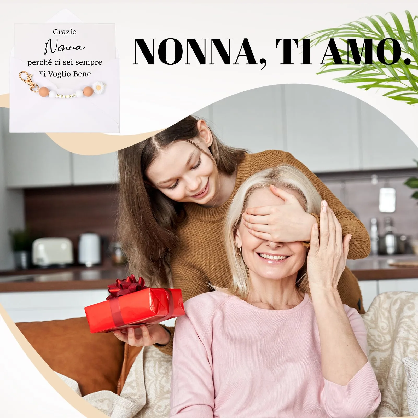 Hestya Set Regalo per Nonna con Portachiavi, Biglietto d'Auguri e Borsa Portaoggetti - immagine 6