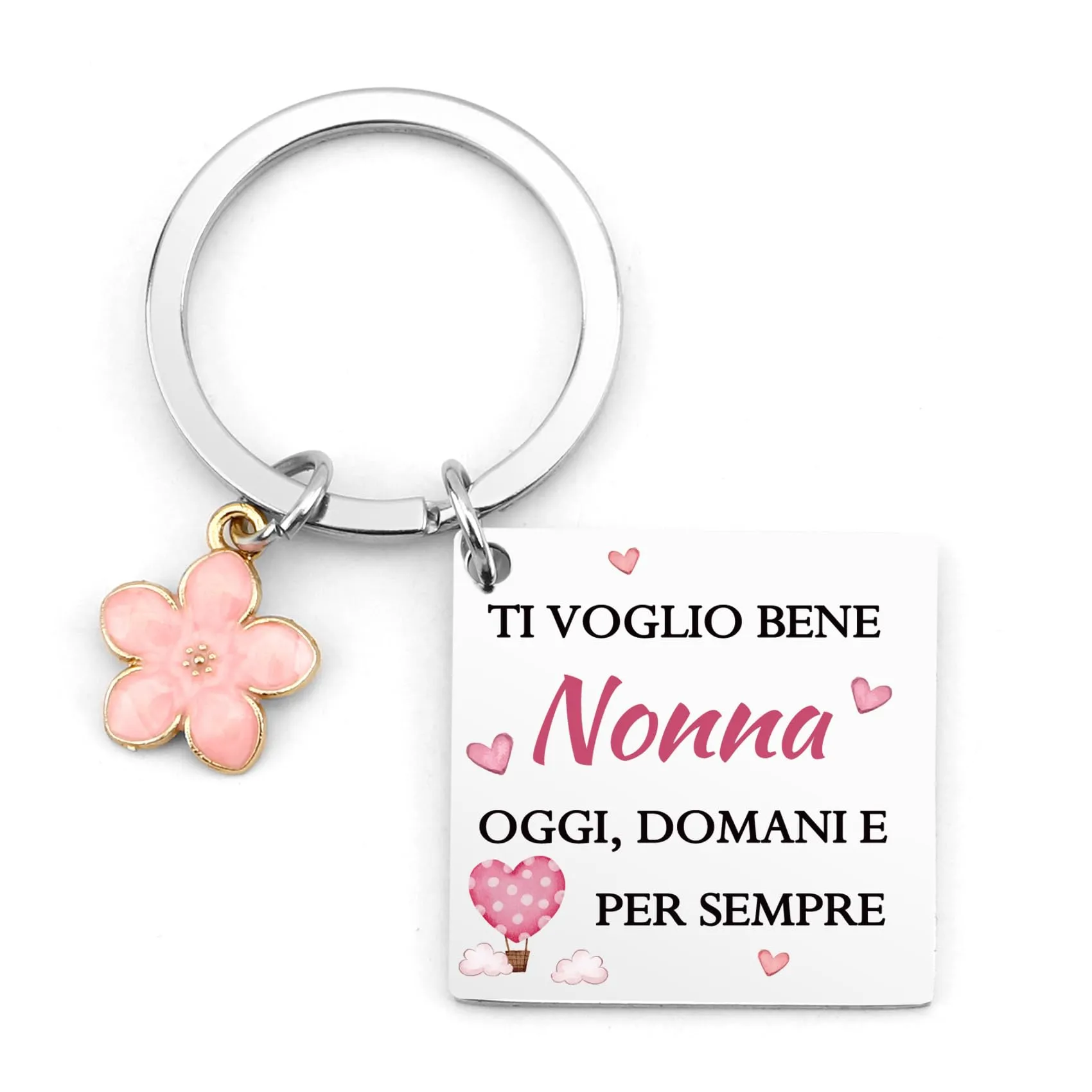 Generico Portachiavi per Nonna in Acciaio Inossidabile con Messaggio Ti Voglio Bene - immagine 1