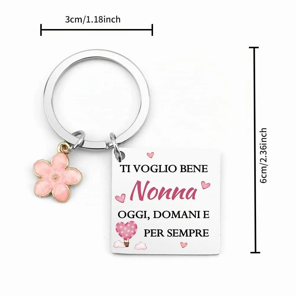 Generico Portachiavi per Nonna in Acciaio Inossidabile con Messaggio Ti Voglio Bene - immagine 2