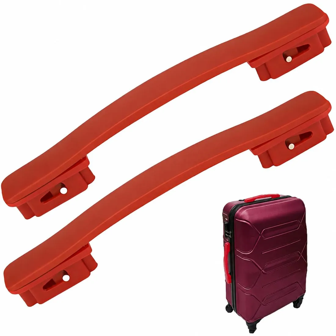 FCPEAG Manici Sostituzione Valigia in PVC Antiscivolo, Borgogna, 2 Pezzi, 21,3cm (Interasse 10,5cm e 19cm) - immagine 1